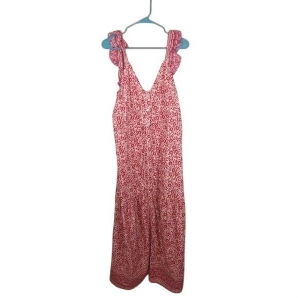 Faherty Organic Cotton Maxi Dress M Floral Block Print Flutter Sleeve NWT - Picture 1 of 5